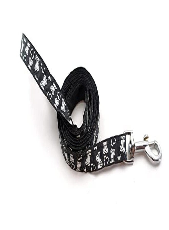 Pups&Pets Pet Printed 15 MM Collar and Leash Set - Adjustable Nylon Collar with Bell for Small and Medium Dogs, Collar and Leash Set for Puppies, Dog & Cat (Black, Pattern-2) - Image 3